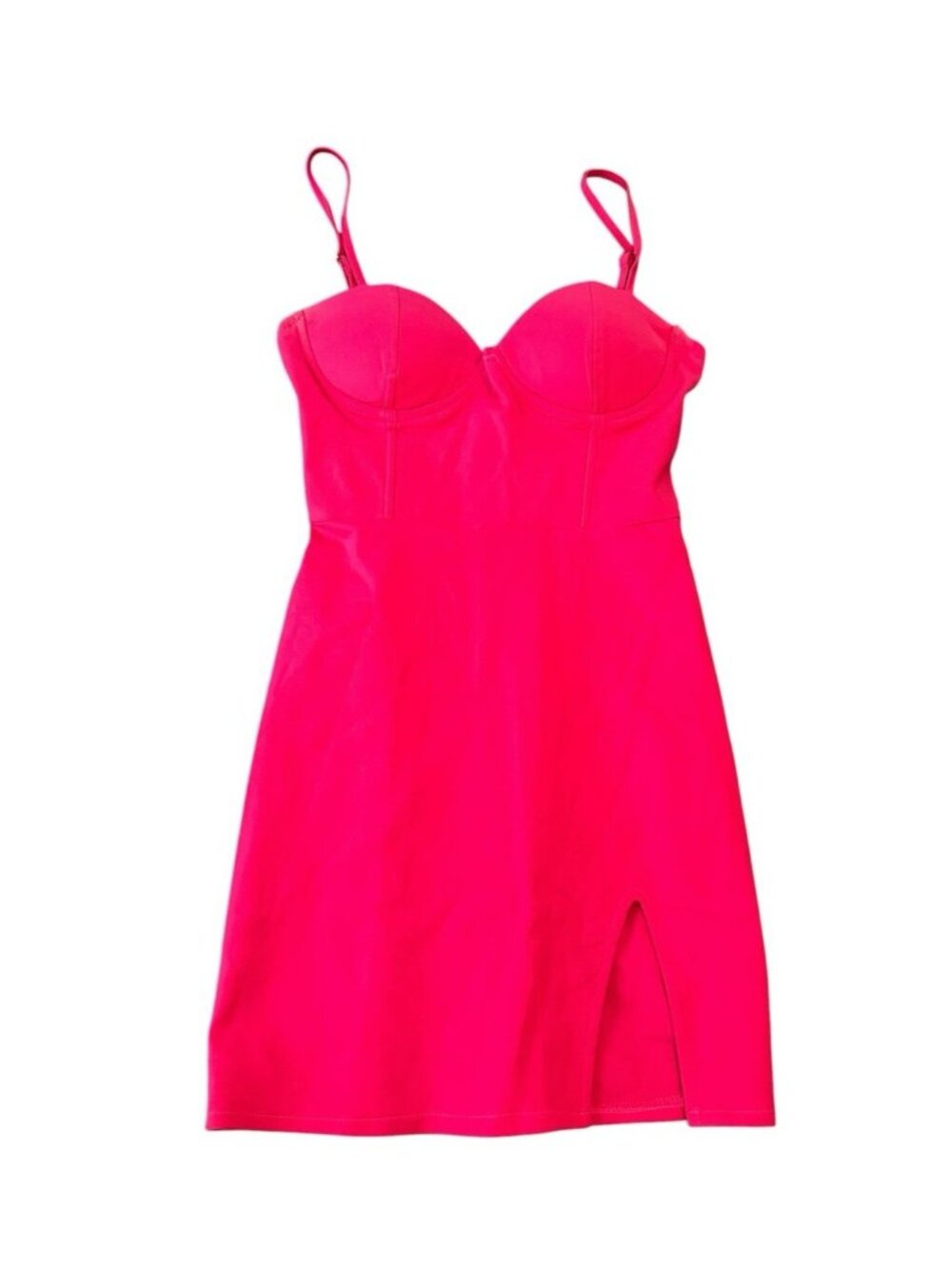 Y2K Bodycon Superdown Womens Hot Pink Dress XS Mini Glam Madonna Corset‎ Slit
